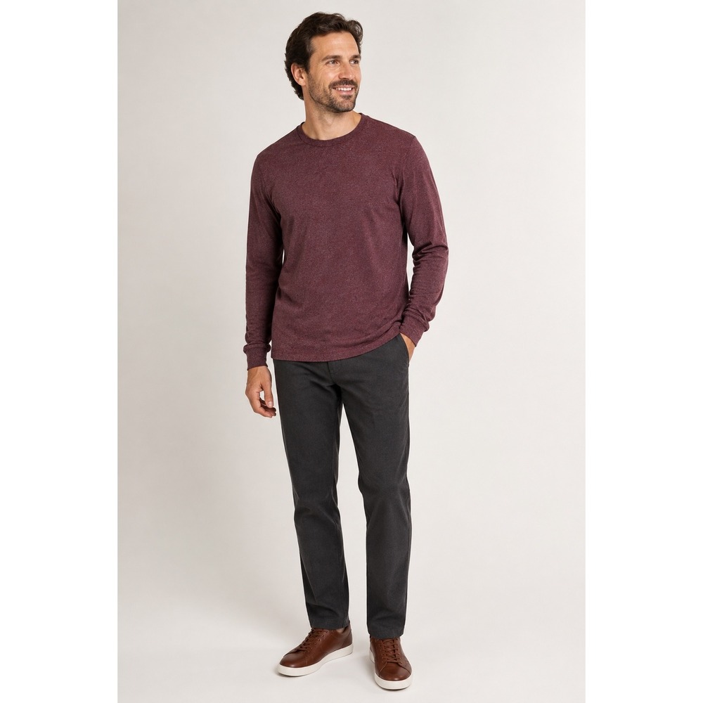 J.Crew Cashmere Blend Tee Mens Medium Burgundy Long Sleeve Minimalist Old Money